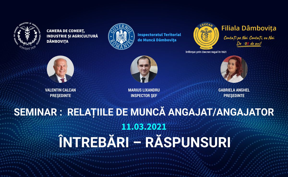 You are currently viewing Q&A: Seminarul de informare RELAȚIILE DE MUNCĂ ANGAJAT/ ANGAJATOR, 11 martie 2021