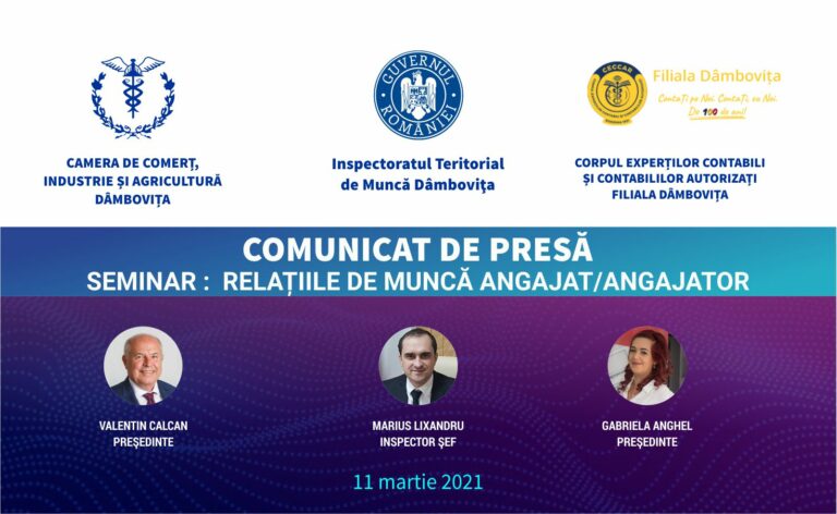 Read more about the article Comunicat: Seminarul de informare „Relațiile de muncă angajat/angajator”