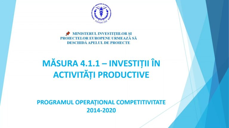 Read more about the article SESIUNE DE INFORMARE , MĂSURA  4.1.1. POC- INVESTIȚII ÎN ACTIVITĂȚI PRODUCTIVE