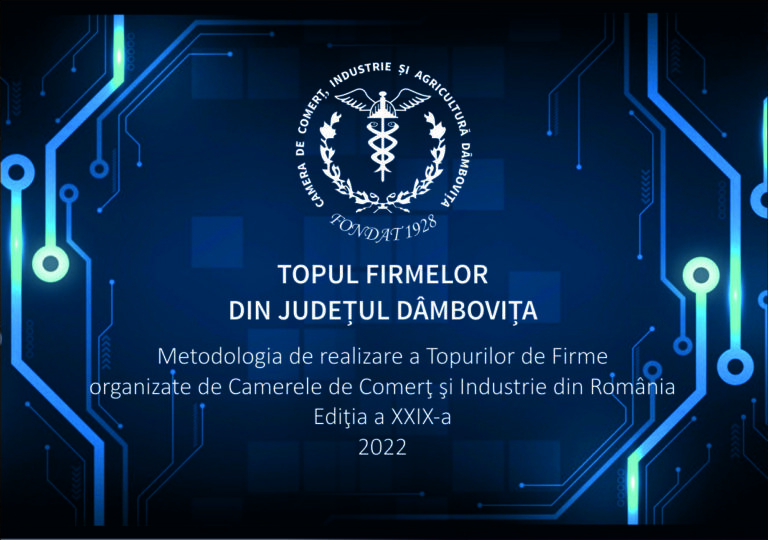 Read more about the article Metodologia de realizare a Topurilor de Firme  organizate de Camerele de Comerţ şi Industrie din România  Ediţia a XXIX-a  2022