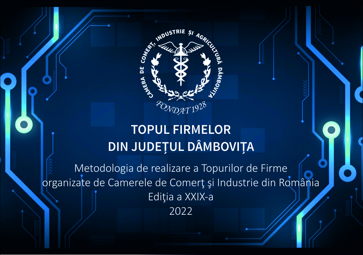 You are currently viewing Metodologia de realizare a Topurilor de Firme  organizate de Camerele de Comerţ şi Industrie din România  Ediţia a XXIX-a  2022