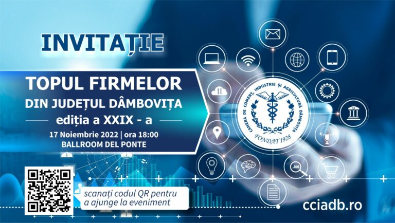 Read more about the article Invitație Topului Firmelor din Județul Dâmbovița 2022