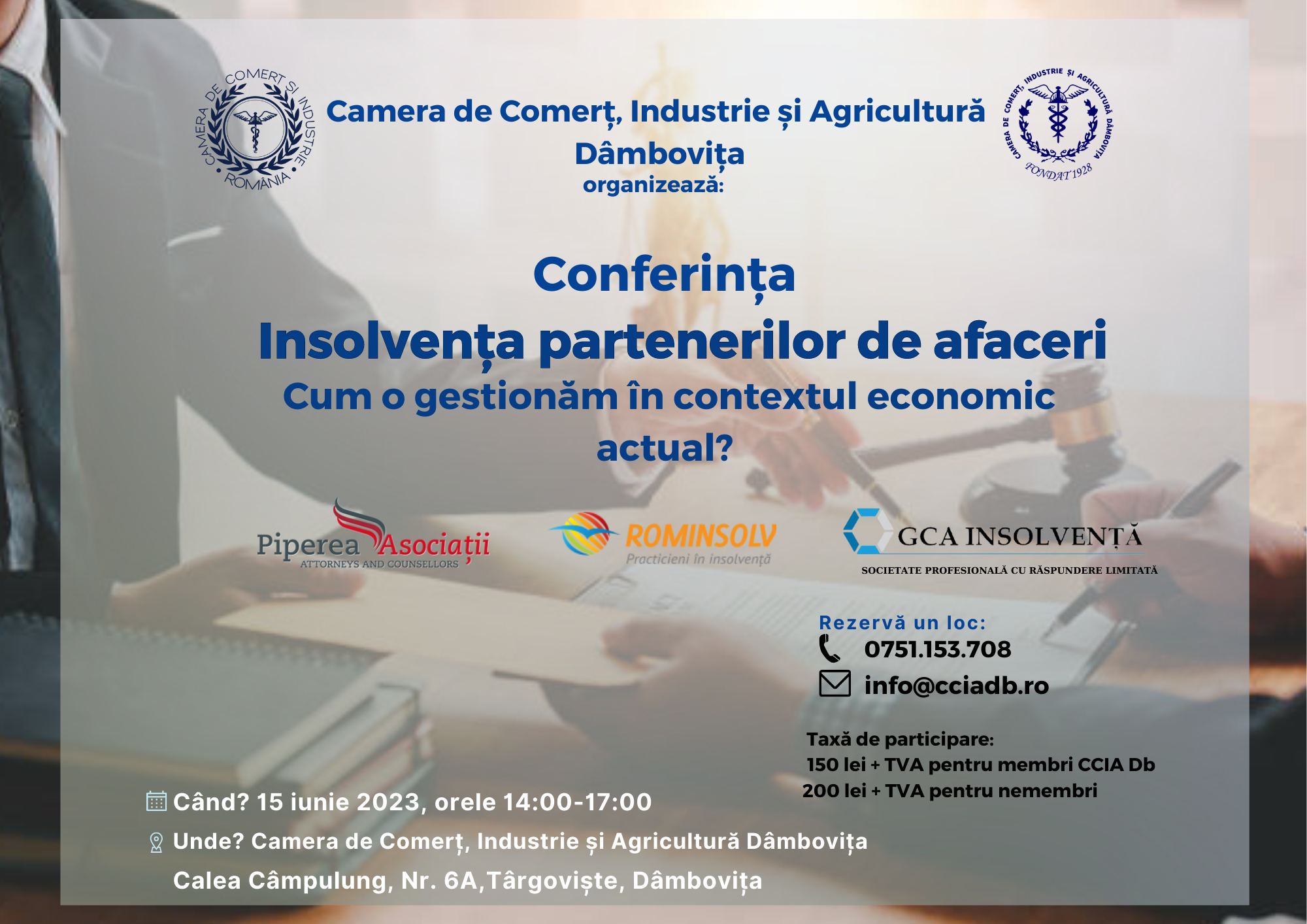 You are currently viewing CONFERINȚA: Insolvența partenerilor de afaceri. Cum o gestionăm în contextul economic actual?