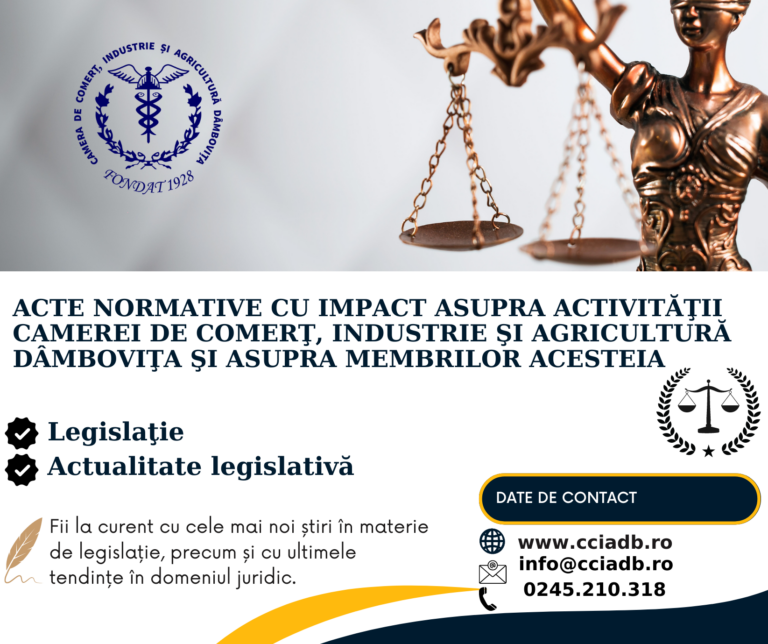 Read more about the article Acte normative cu impact asupra activității CCIA Dâmbovița și asupra membrilor acesteia: 14.10.2023 – 21.10.2023