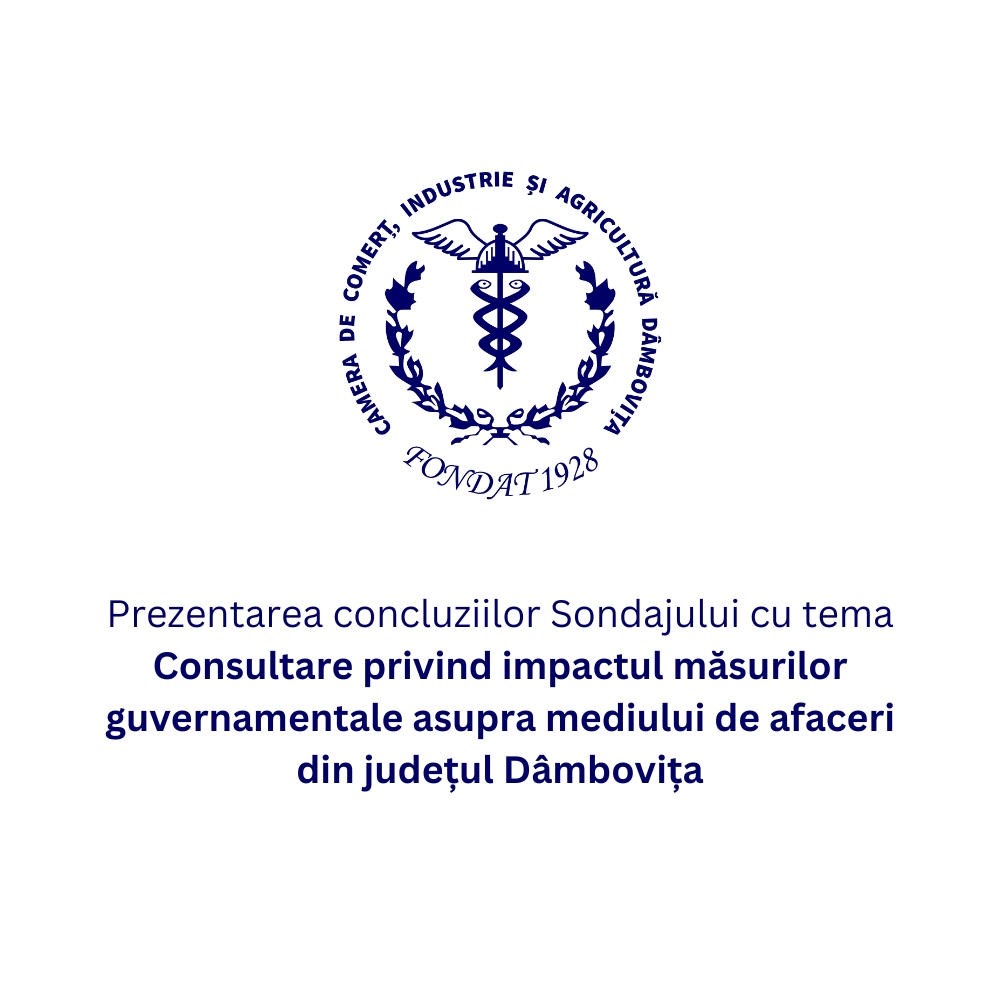 Prezentarea concluziilor Sondajului cu tema Consultare privind impactul măsurilor guvernamentale asupra mediului de afaceri din județul Dâmbovița